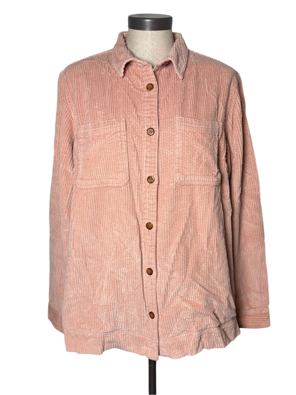 L.L.Bean Pink Corduroy Chore Jacket Large Cotton Shacket Fall Cottagecore